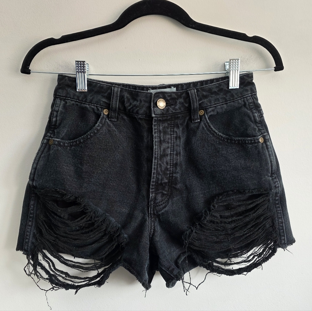 Rollas Original Short High Rise Cut-Off G'Day Mate Distressed Denim Shorts 25